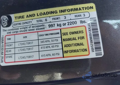 2006 Ford F-150 Fx4/Lariat/Xl/Xlt z USA, uszkodzony, nr VIN 1FTVX14596NB25491